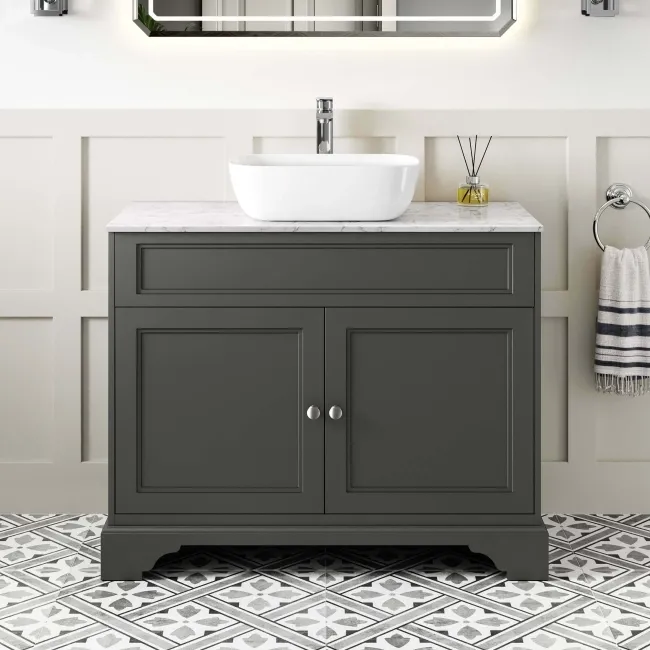 Lucia Graphite Grey Vanity with Marble Top & Curved Counter Top Basin 1030mm