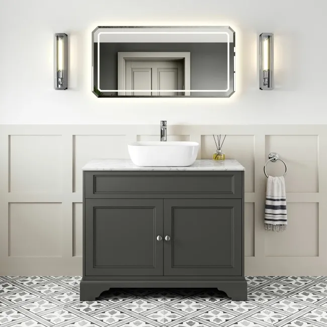 Lucia Graphite Grey Vanity with Marble Top & Curved Counter Top Basin 1030mm