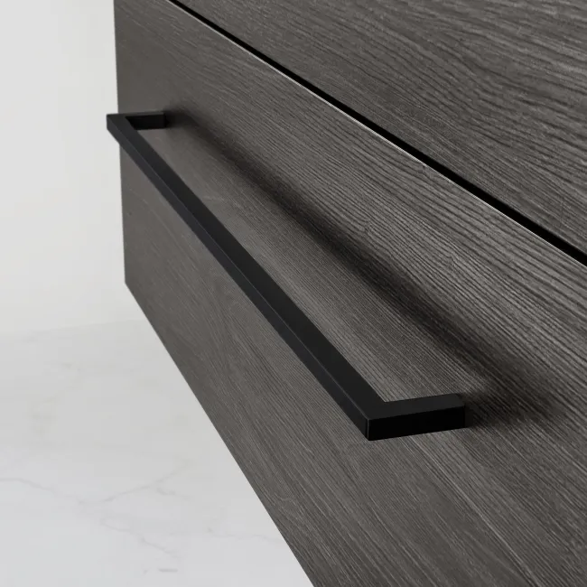 Elba Charcoal Elm Wall Hung Basin Drawer Vanity 800mm with Matt Black Stand