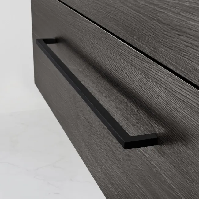 Elba Charcoal Elm Wall Hung Vanity Marble Top & Curved Counter Top Basin 1000mm - Black Accents