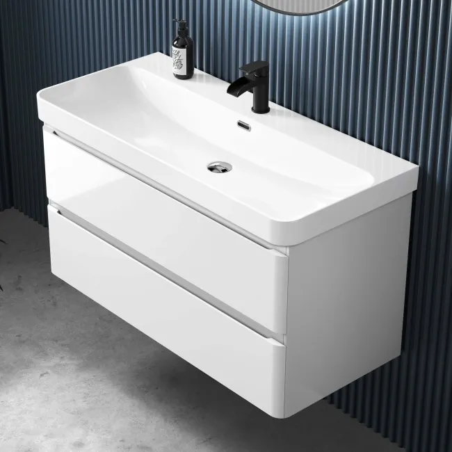 Corsica Gloss White Basin Drawer Vanity 1000mm