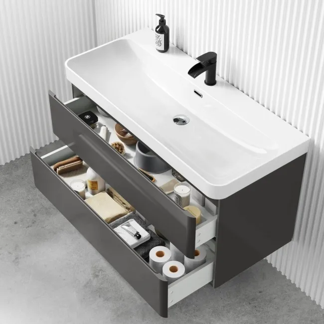 Corsica Tungsten Grey Basin Drawer Vanity 1000mm