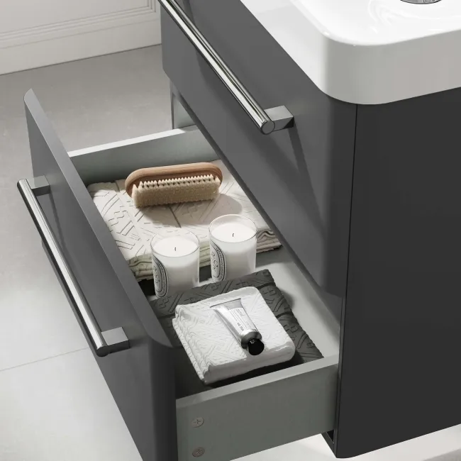 Omaha Slate Grey Wall Hung Basin Drawer Vanity 600mm