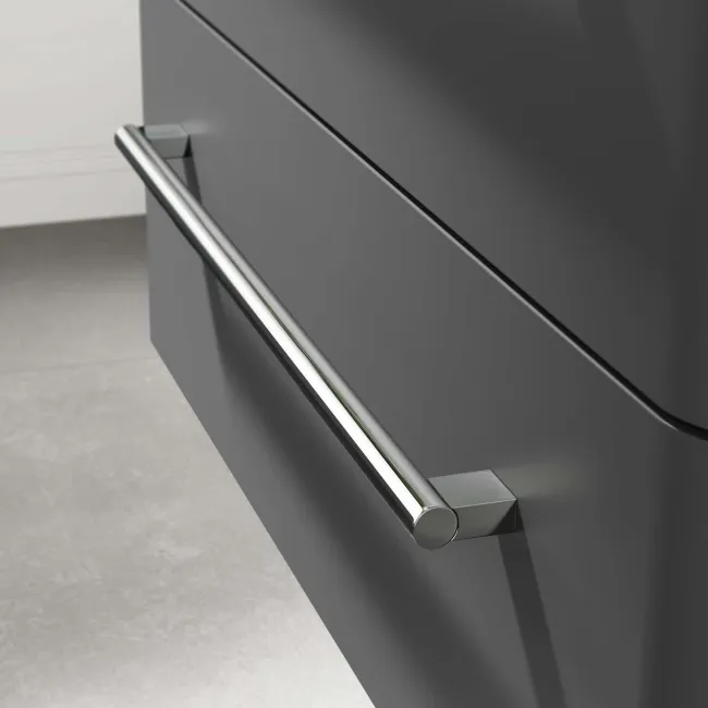 Omaha Slate Grey Wall Hung Drawer Vanity with Marble Top & Curved Counter Top Basin 800mm