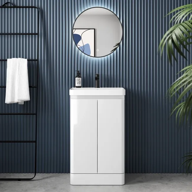 Corsica Gloss White Slimline Basin Vanity 500mm