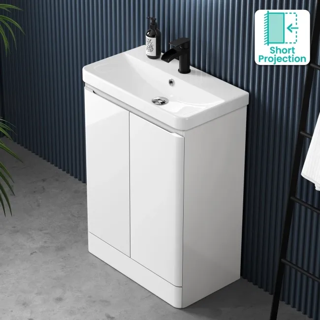 Corsica Gloss White Slimline Basin Vanity 600mm