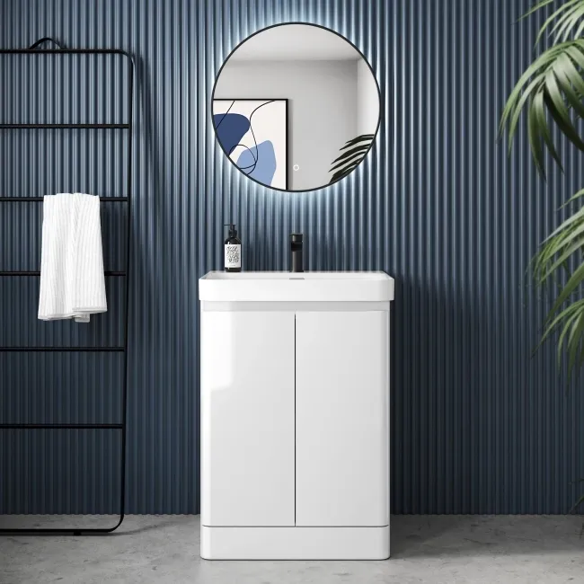Corsica Gloss White Basin Vanity 600mm