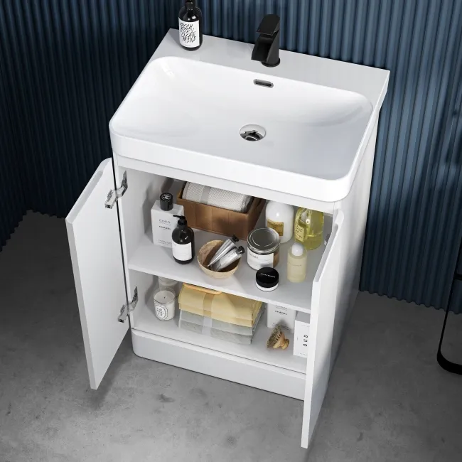 Corsica Gloss White Basin Vanity 600mm