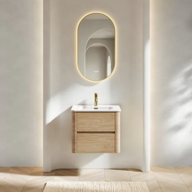 Jerez Country Oak Wall Hung Basin Drawer Vanity 600mm