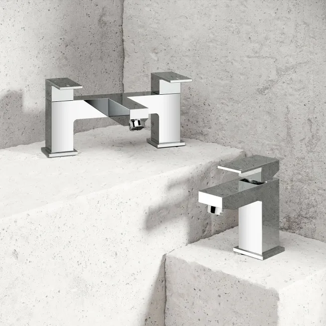 Lea Chrome Basin & Bath Mixer Tap Set