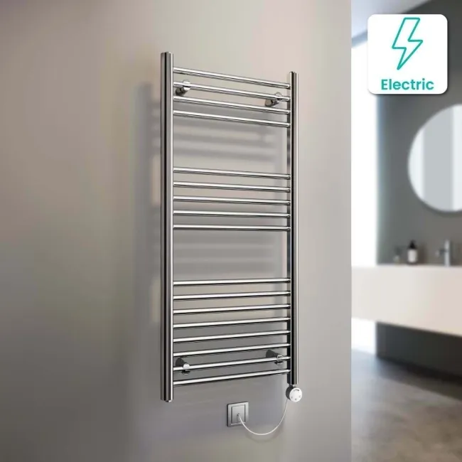 Barcelona Electric Chrome Straight Heated Towel Rail 1200x500mm
