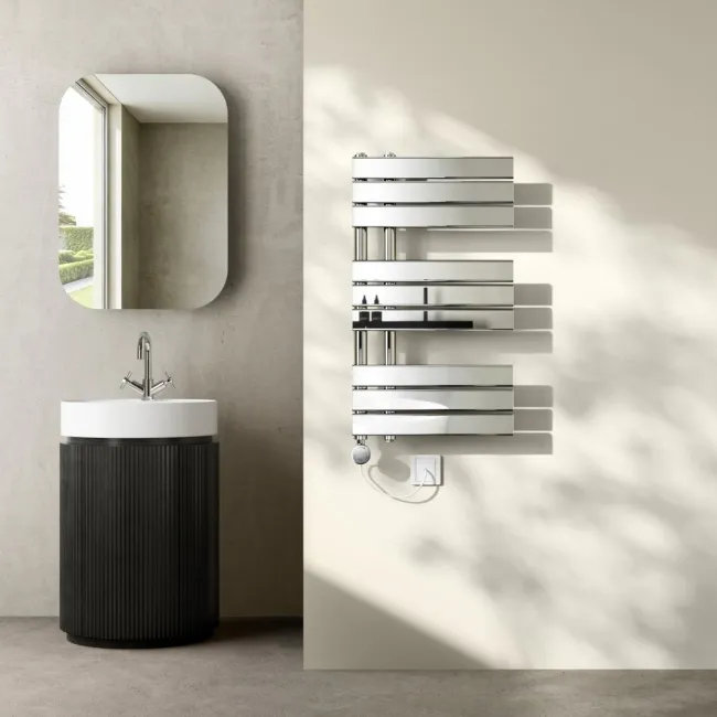 Seville Electric Chrome Designer Flat Panel Heated Towel Rail 800x450mm