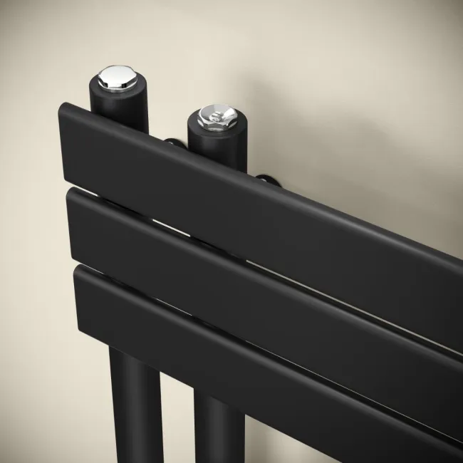 Seville Electric Matt Black Designer Flat Panel Heated Towel Rail 1200x600mm