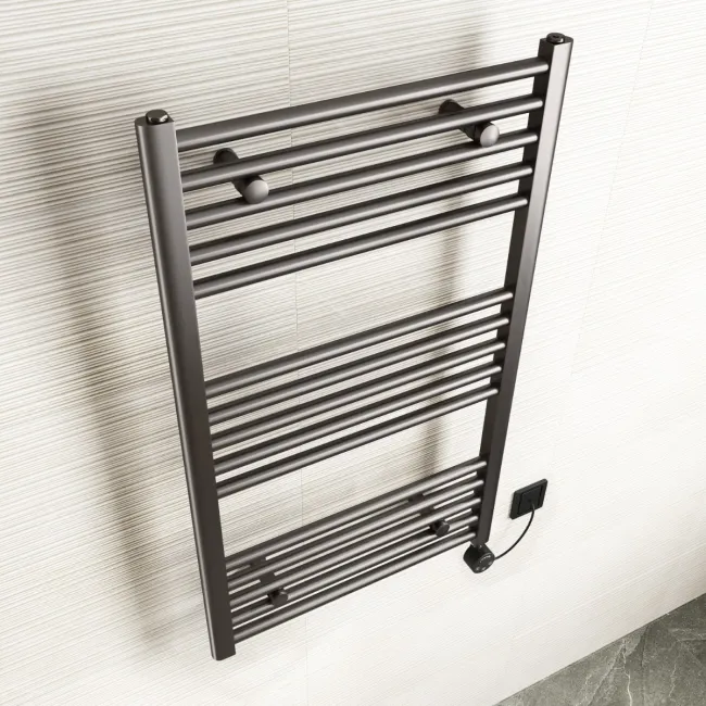 Naples Electric Premium Brushed Gunmetal Straight Heated Towel Rail 1000x600mm