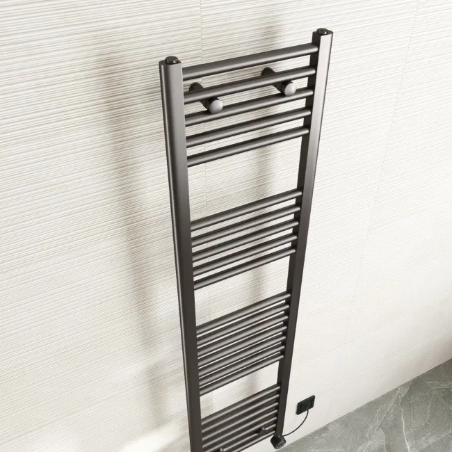 Naples Electric Premium Brushed Gunmetal Straight Heated Towel Rail 1600x400mm