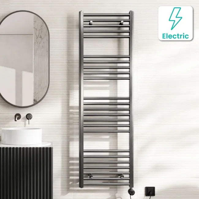 Naples Electric Premium Brushed Gunmetal Straight Heated Towel Rail 1600x500mm