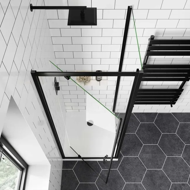 London Matt Black 6mm Pivot Shower Enclosure 800x800mm