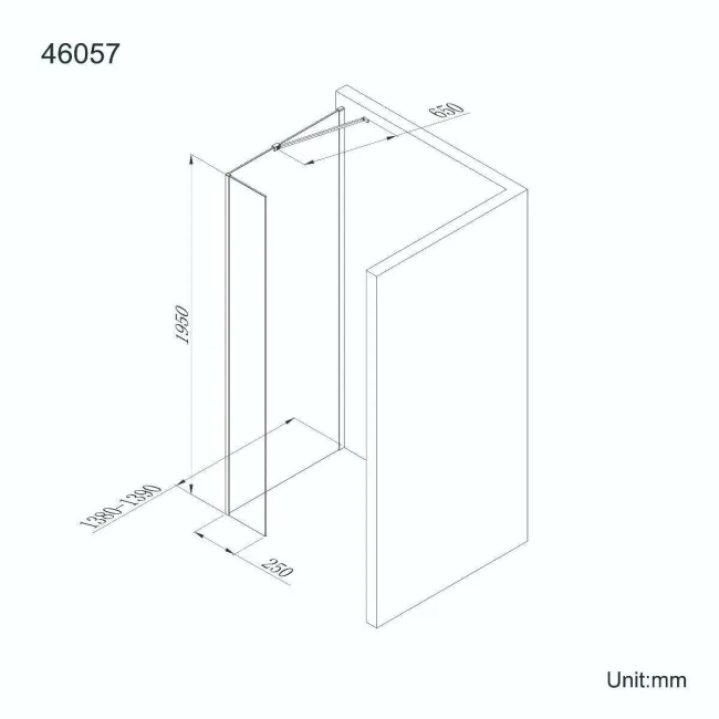 Copenhagen Easy Clean 8mm Wet Room Shower Glass Panel 1400mm & 250mm Return Panel