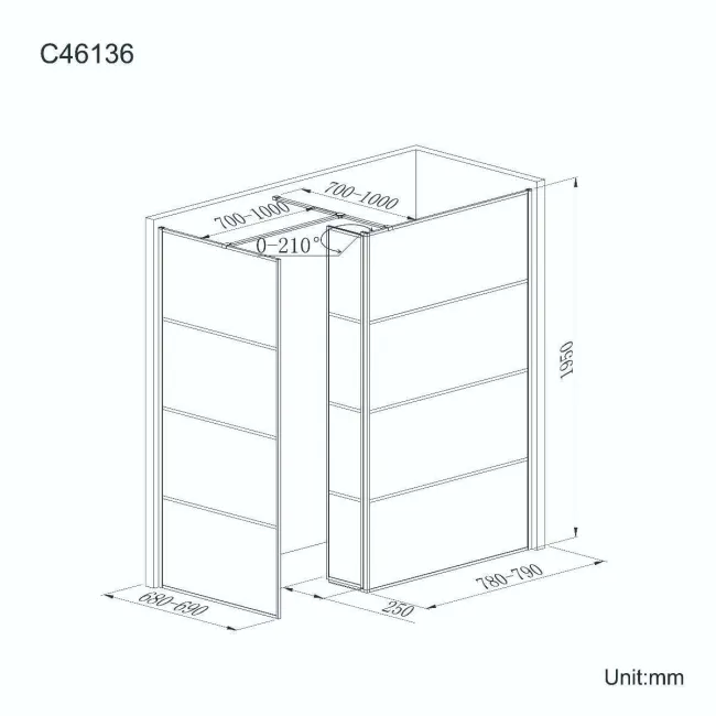 Munich Matt Black Grid 8mm Walk In Shower Enclosure 800mm & 700mm Glass with Pivotal Return Panel
