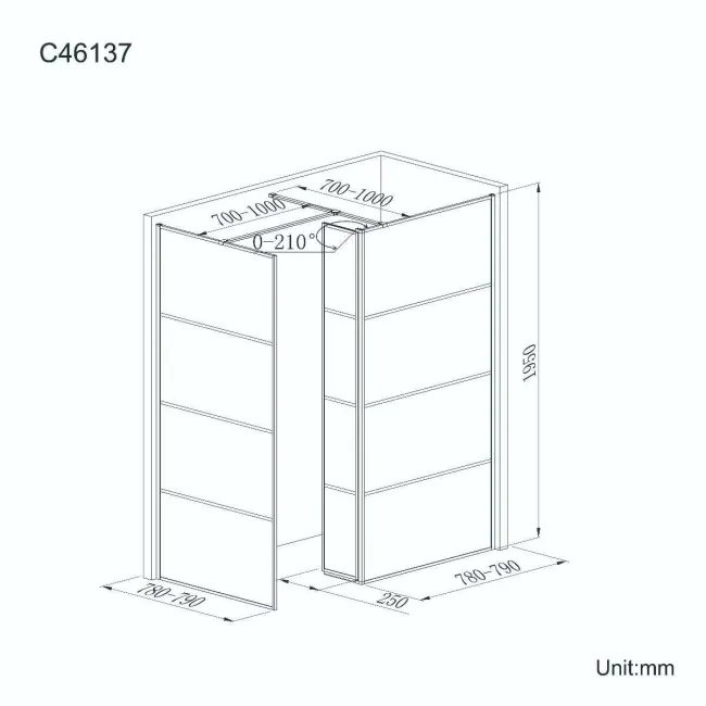 Munich Matt Black Grid 8mm Walk In Shower Enclosure 800mm & 800mm Glass with Pivotal Return Panel