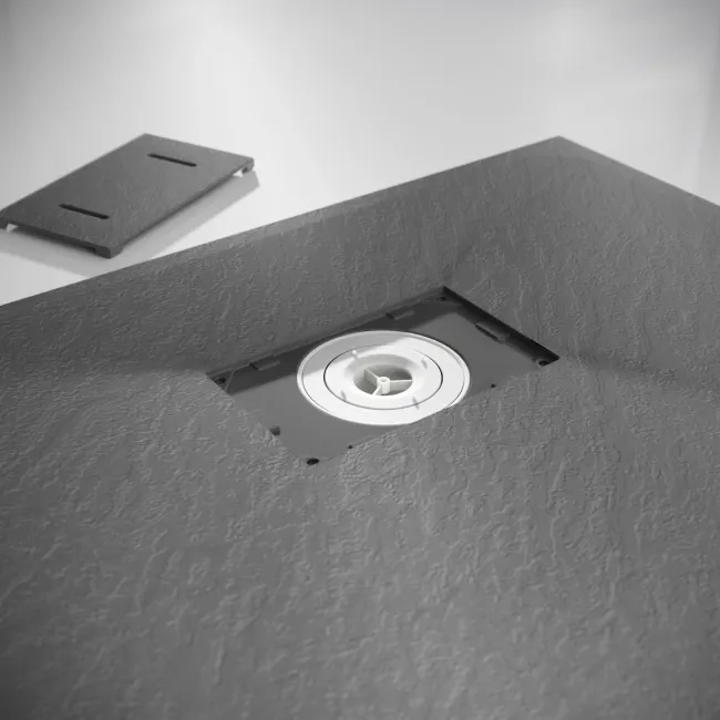 Berlin Rectangular Dark Grey Slate Effect SMC Composite Shower Tray 1200x800mm