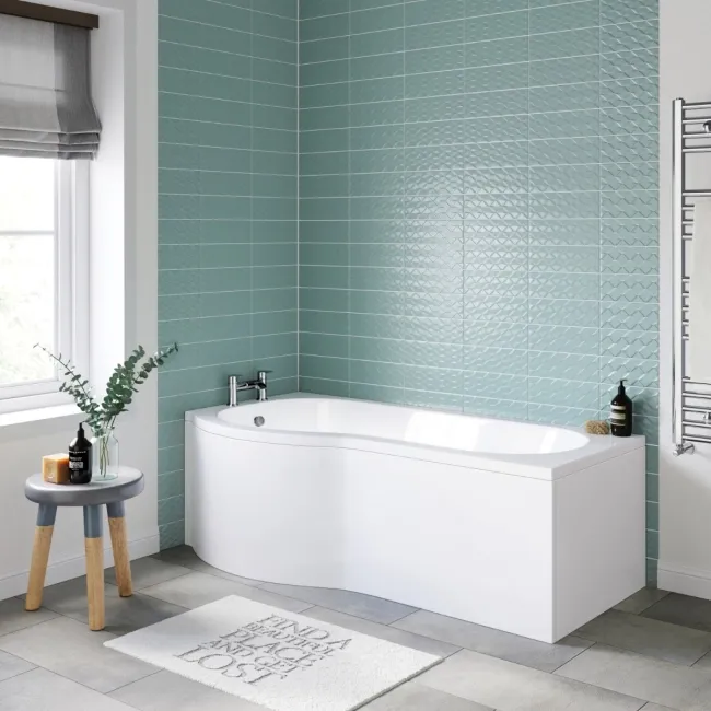 P Shaped 1700 Shower Bath - Left Handed