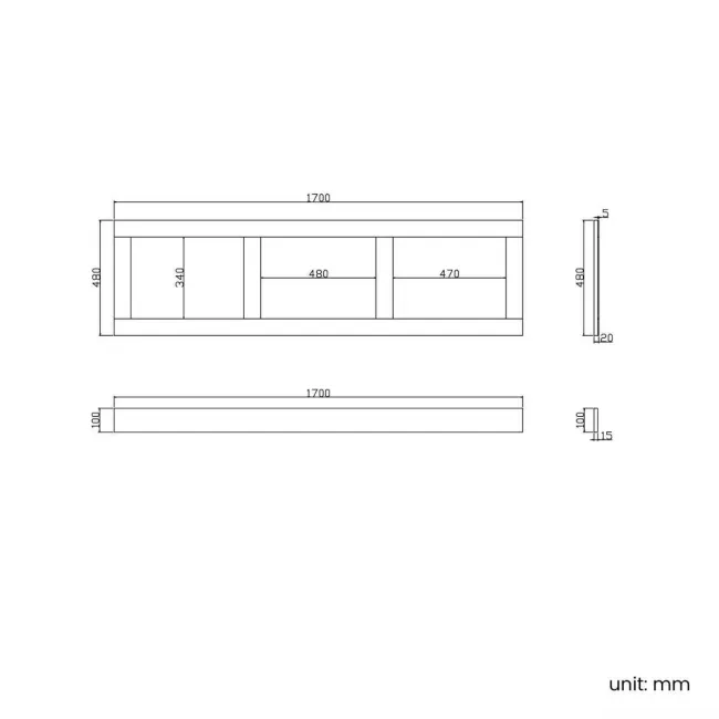 Traditional Slate Grey Wooden Bath Panel Pack 1700x680mm