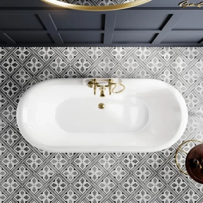Grosvenor 1800mm Roll Top Bath - Brushed Brass Ball Feet