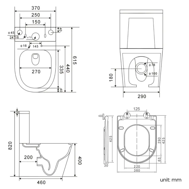 Boston Rimless Fully Back To Wall Close Coupled Toilet With Premium Soft Close Seat