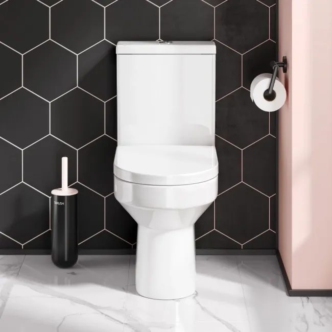 Denver Short Projection Rimless Close Coupled Toilet With Soft Close Seat