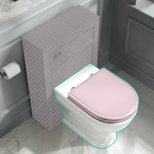 Kansas Traditional Rimless Back To Wall Toilet With Cashmere Pink Wooden Seat