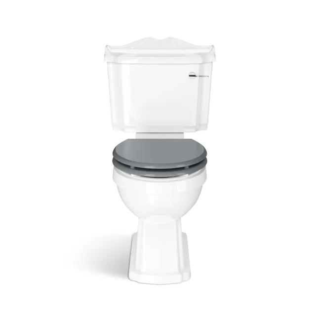Lima Traditional Close Coupled Toilet With Dove Grey Wooden Seat