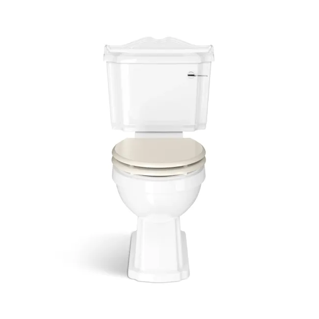 Lima Traditional Close Coupled Toilet With Chalk White Wooden Seat