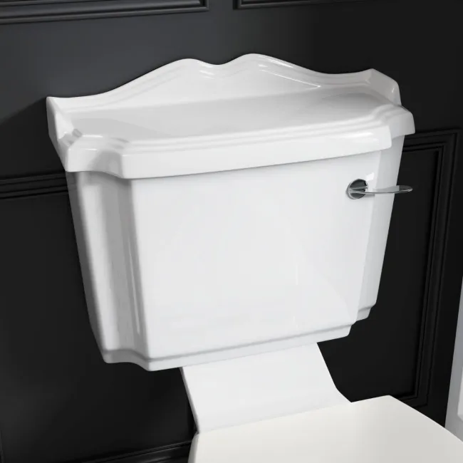 Lima Traditional Close Coupled Toilet With Cotton White Wooden Seat