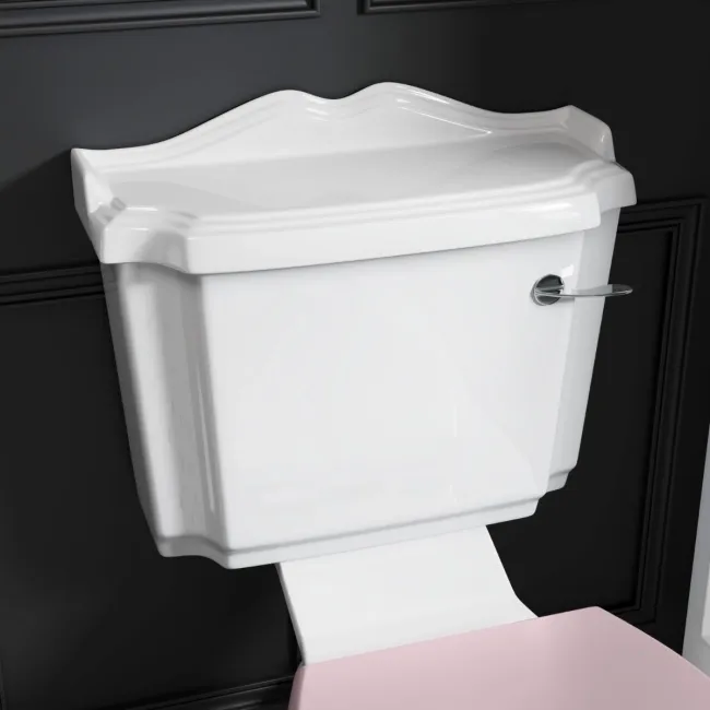 Lima Traditional Close Coupled Toilet With Cashmere Pink Wooden Seat