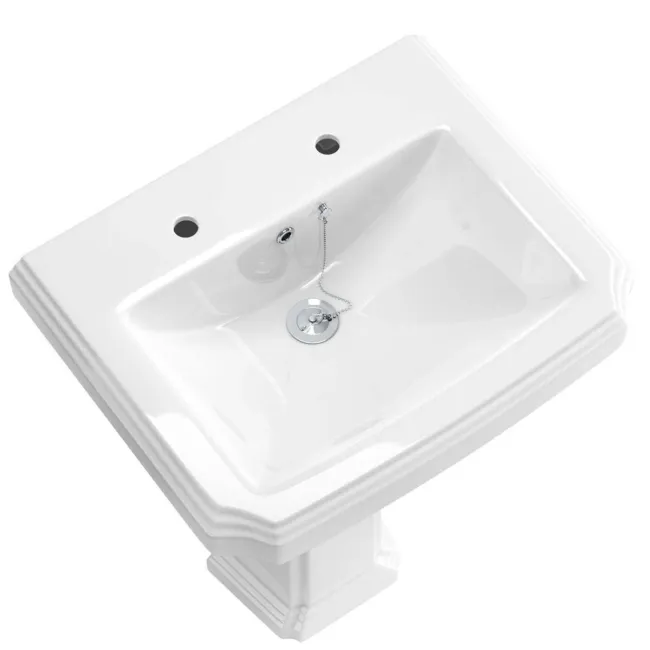 Hudson Traditional Pedestal Basin Double Tap Hole 570mm