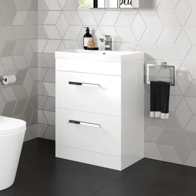 Avon Gloss White Basin Drawer Vanity 600mm