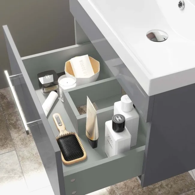 Avon Stone Grey Wall Hung Basin Drawer Vanity 600mm