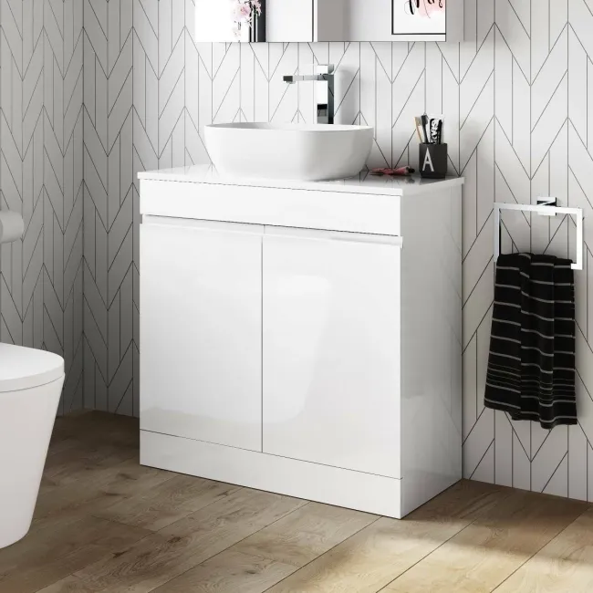 Trent Gloss White Vanity with Curved Counter Top Basin 800mm