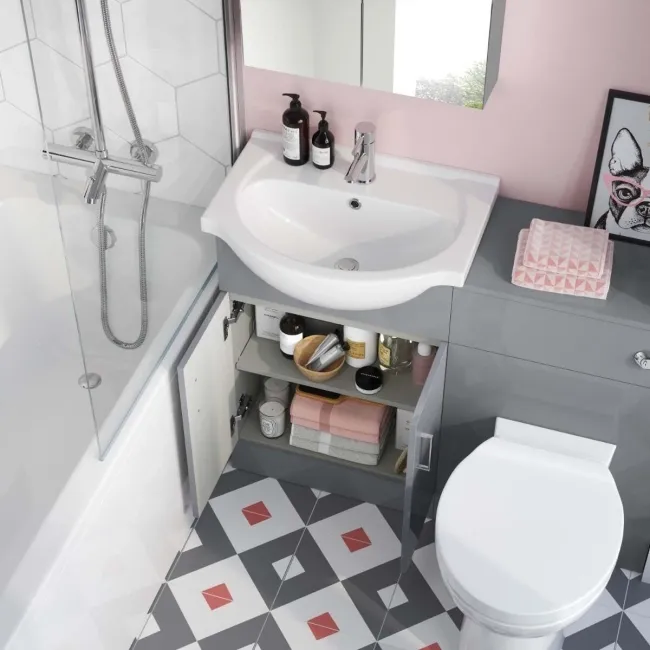 Quartz Stone Grey Basin Vanity and Back To Wall Toilet Unit 1050mm