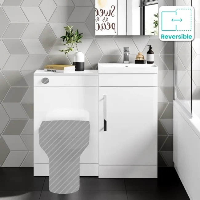 Avon Gloss White Basin Vanity and Back To Wall Unit 950mm