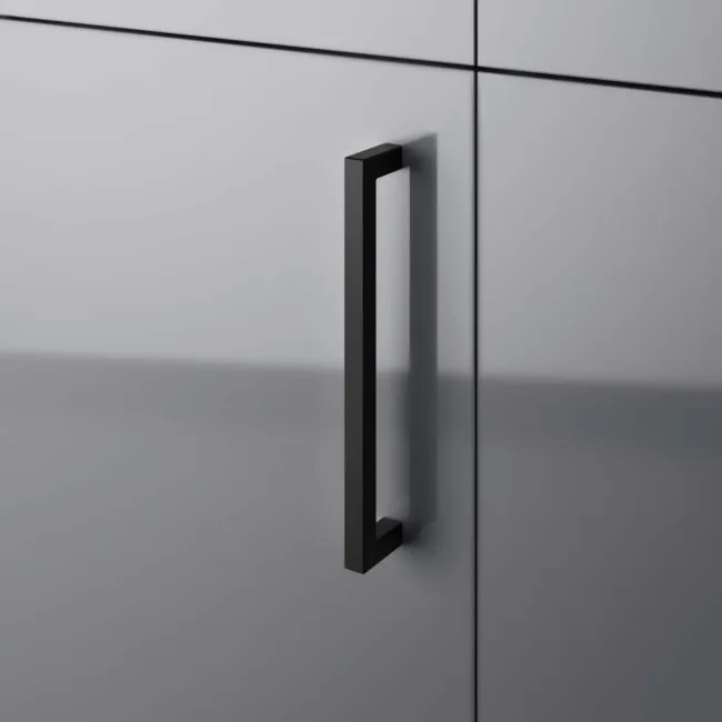 Harper Stone Grey Side Cabinet Unit 300mm - Black Accents