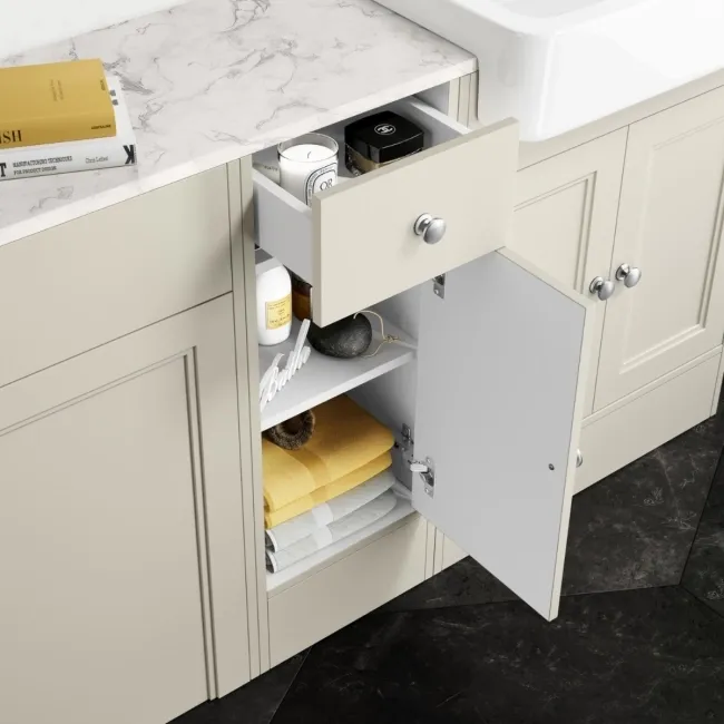 Monaco Chalk White Combination Vanity Basin with Marble Top 1500mm (Excludes Pan & Cistern)