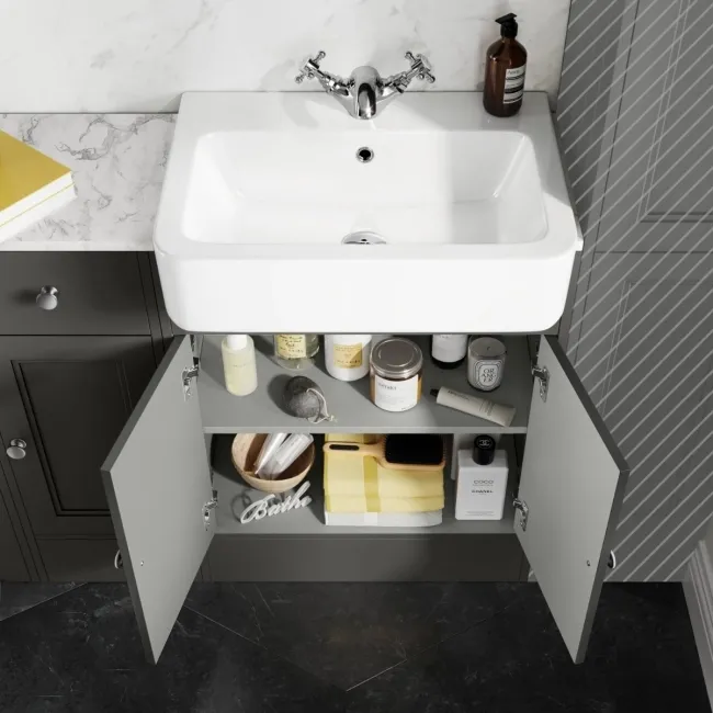 Monaco Graphite Grey Combination Vanity Basin with Marble Top 1500mm (Excludes Pan & Cistern)