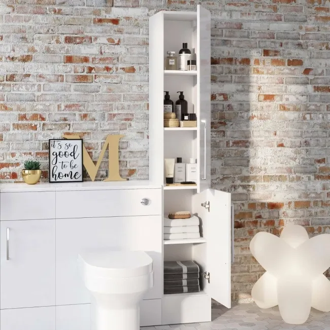 Harper Gloss White Floor Standing Tall Cabinet Unit 1900x300mm
