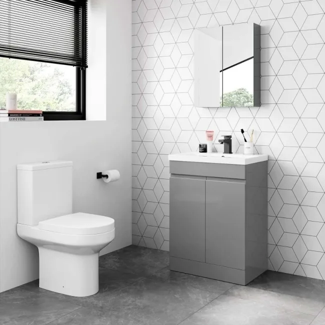 Trent Stone Grey Basin Vanity 600mm and Toilet Set