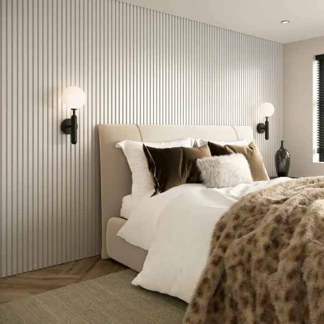 Trepanel® All White on White Felt Acoustic Wood Slat Panels