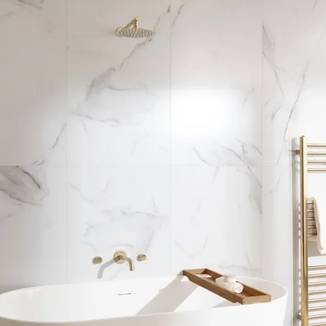 Trepanel Aqua Luxe®Bold Carrara Marble Effect Satin Embossed SPC Wall Panel 4 Pack (Covers 2.80 SQM)
