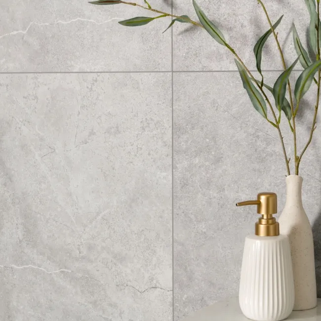 Trepanel Aqua Luxe® Grey Textured Natural Stone Effect Matt SPC Wall Panel 4 Pack (Covers 2.80 SQM)