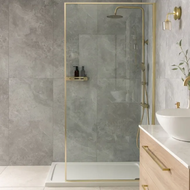 Trepanel Aqua Luxe® Grey Textured Natural Stone Effect Matt SPC Wall Panel 4 Pack (Covers 2.80 SQM)